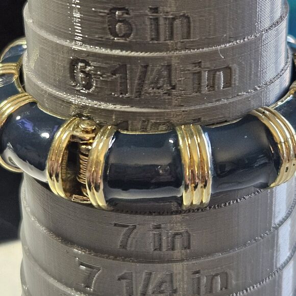 **Final Sale** J Crew Clamp Bangle Bamboo Look Blueberry Enamel Gold Tone Hinge - Picture 6 of 11